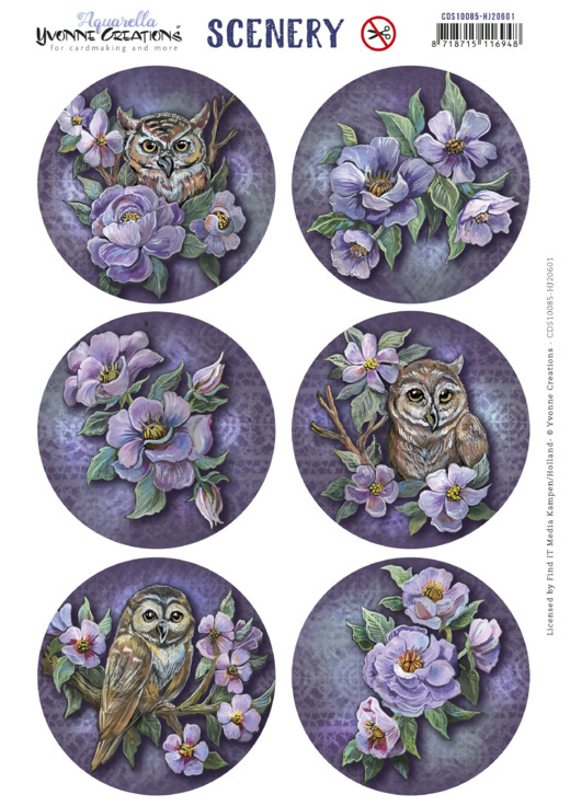 Stanzbogen Scenery - Yvonne Creations - Owls and Flowers Round